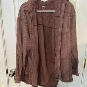 Aerie Waffle Knit Flannel Shirt